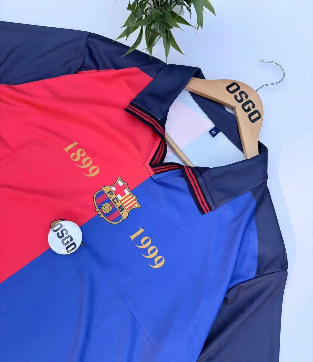 BARCELONA 1999/2000 RETRO HOME KIT PUYOL 32 FIVESLEEVE POLO