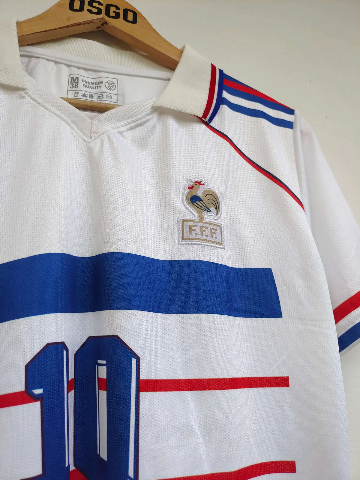 FRANCE 1998 AWAY KIT ZIDANE POLO EMBROIDERY