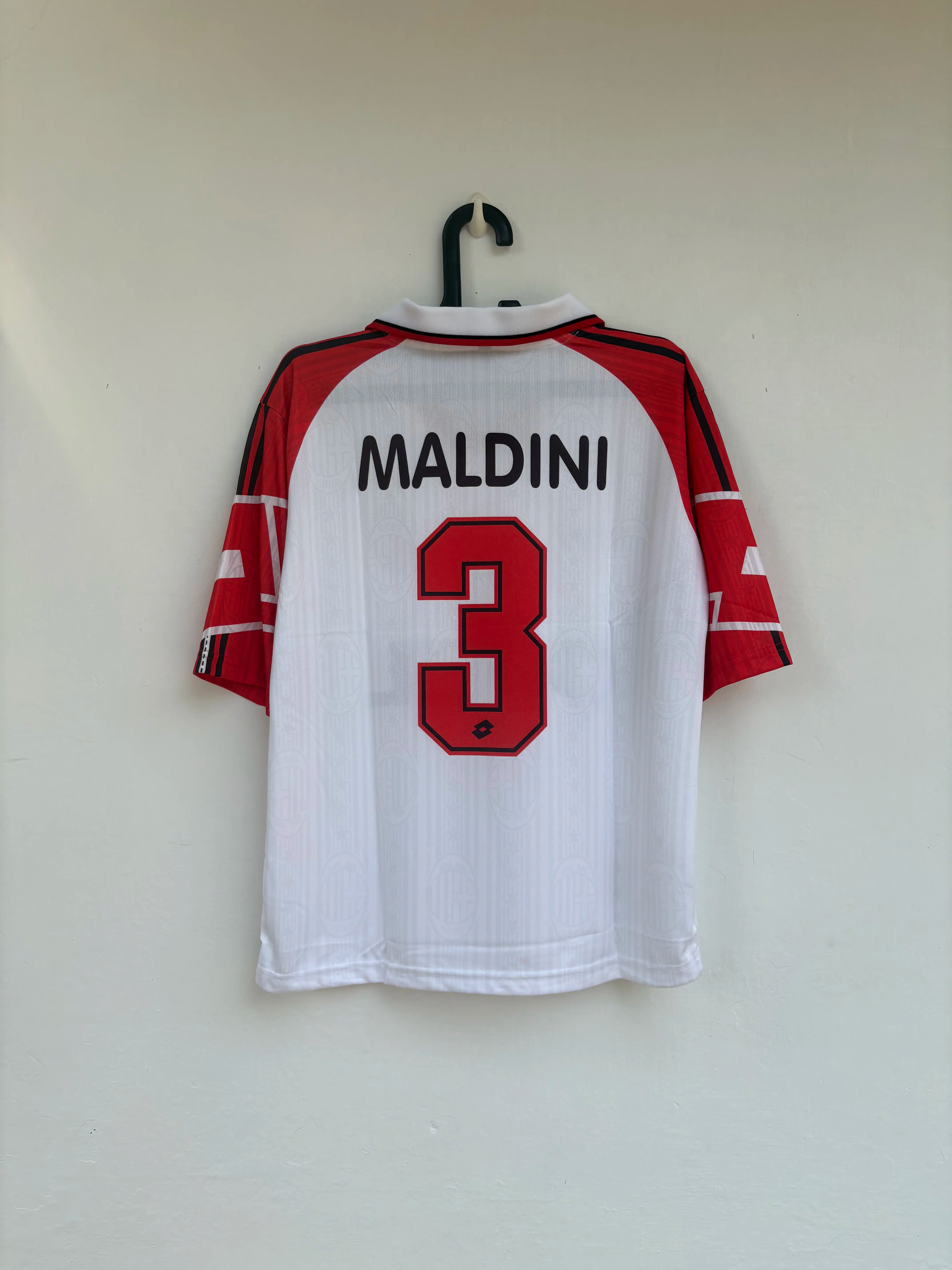 AC MILAN 1997-1998 AWAY MALDINI KIT FIVESLEEVE POLO