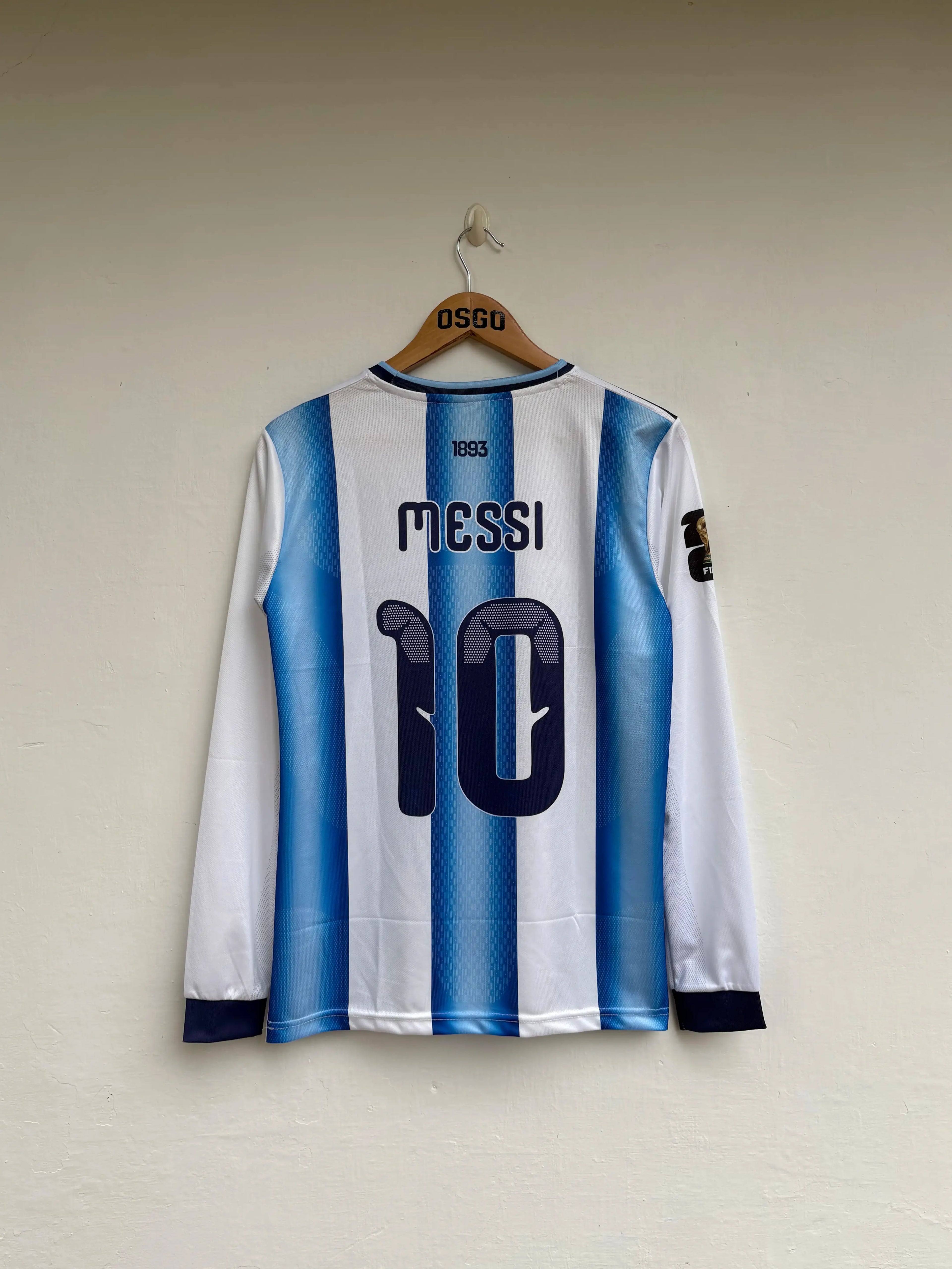 MESSI ARGENTINA HOME KIT FULL SLEEVE EMBROIDERY 2026 WORLD CUP