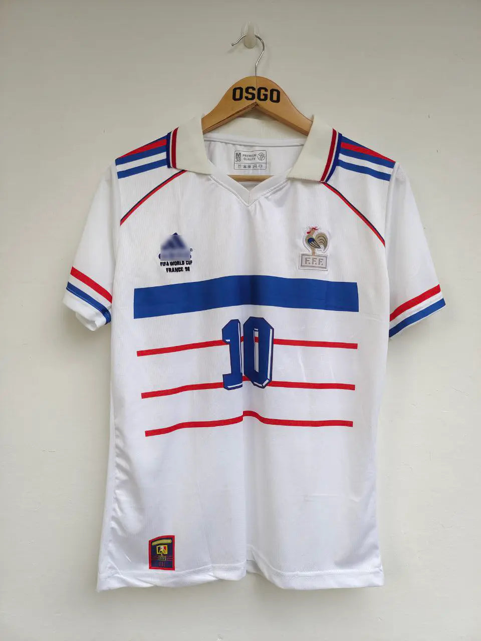 FRANCE 1998 AWAY KIT ZIDANE POLO EMBROIDERY