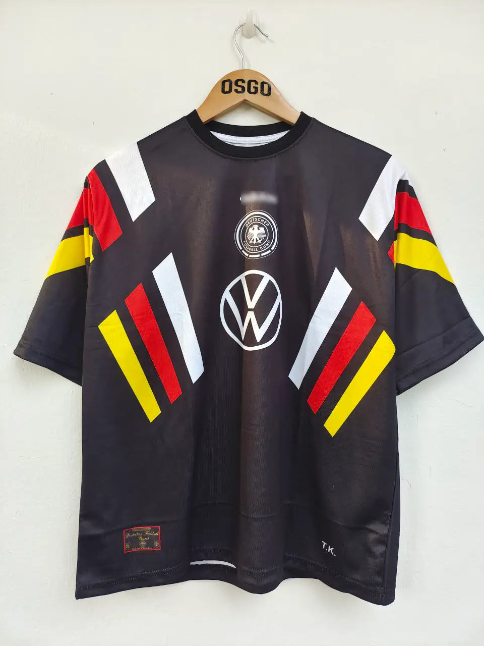 ADIDAS GERMANY BECKENBAUER 1996 HOME RETRO BLACK,  FIVE SLEEV PREMIUM QUALITY